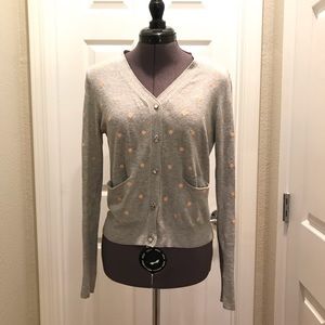 Grey w/ gold polka dot print cardigan